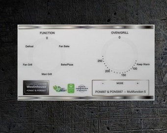 Westinghouse PON667 & PONS667 compatible panel fascia sticker set