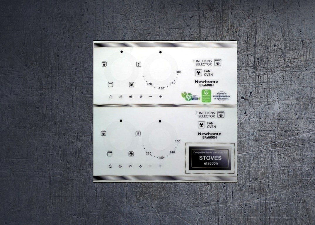 Stoves Newhome EFA600H compatible panel fascia sticker set