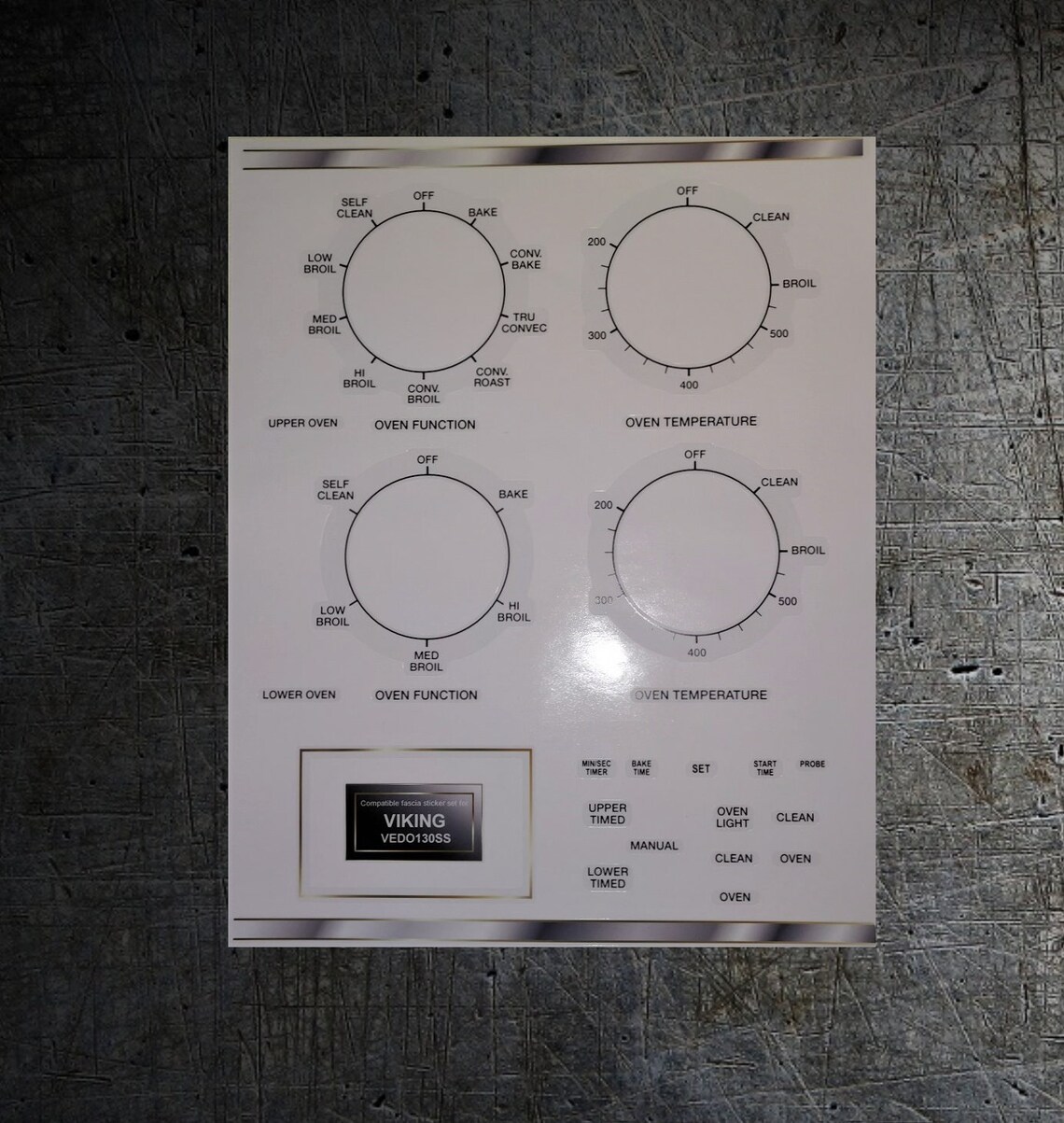 Viking VEDO130SS double oven compatible panel fascia sticker Etsy