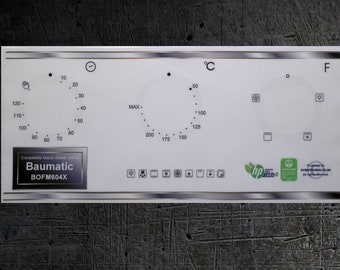 Baumatic BOFM604-BOFT604X-BOMM608X-BOMT608X compatible fascia sticker set.
