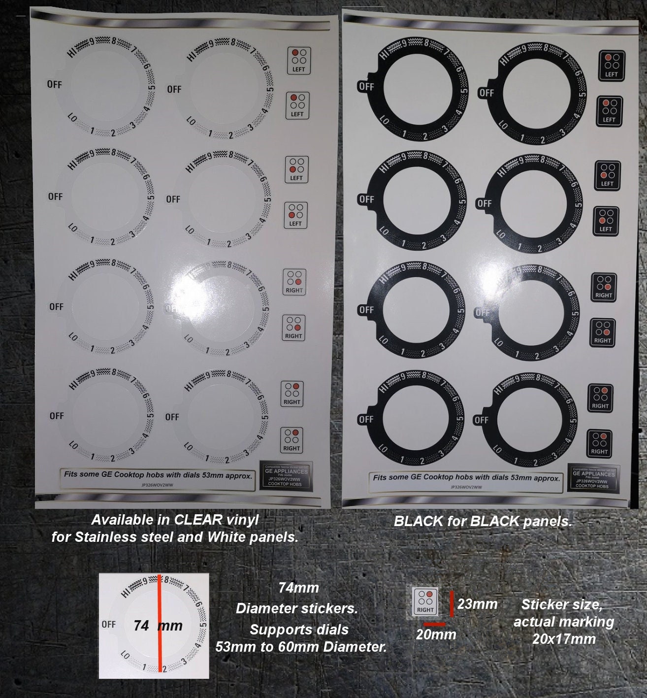 ge cooktop decals