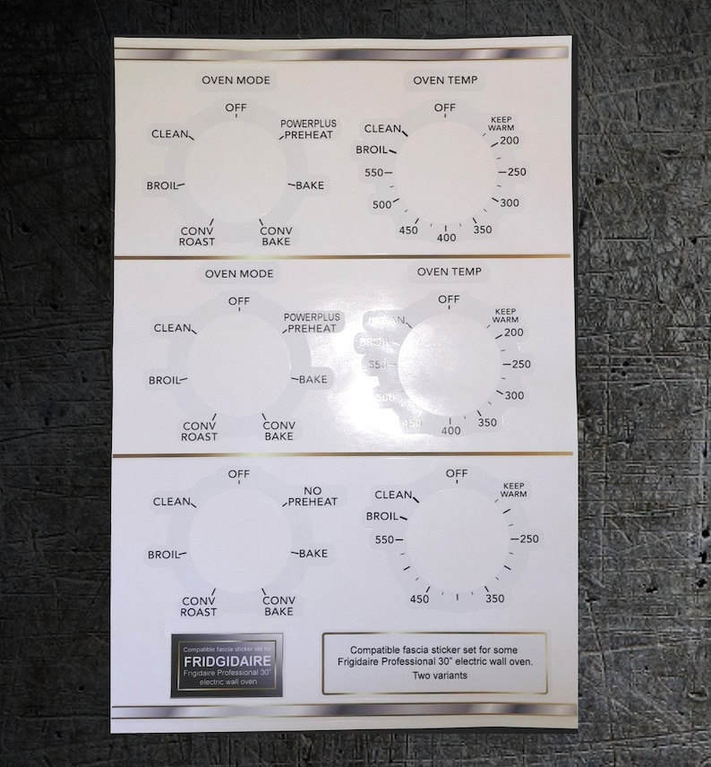 Ensemble d'autocollants de fascia compatibles avec le four Frigidaire Professional 30 pouces. image 1