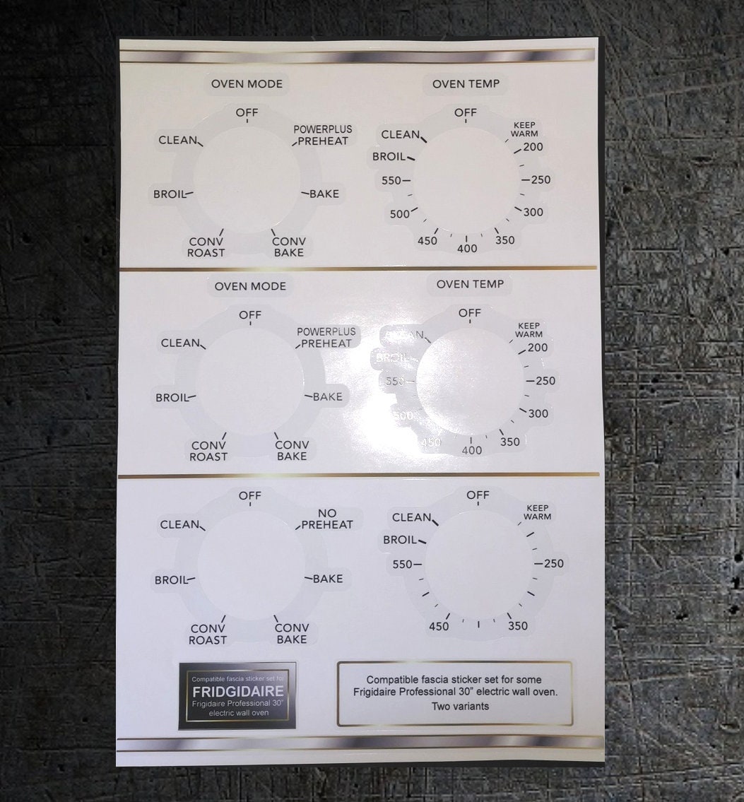 Frigidaire Professional 30inch Oven Compatible Fascia Sticker Set. Etsy