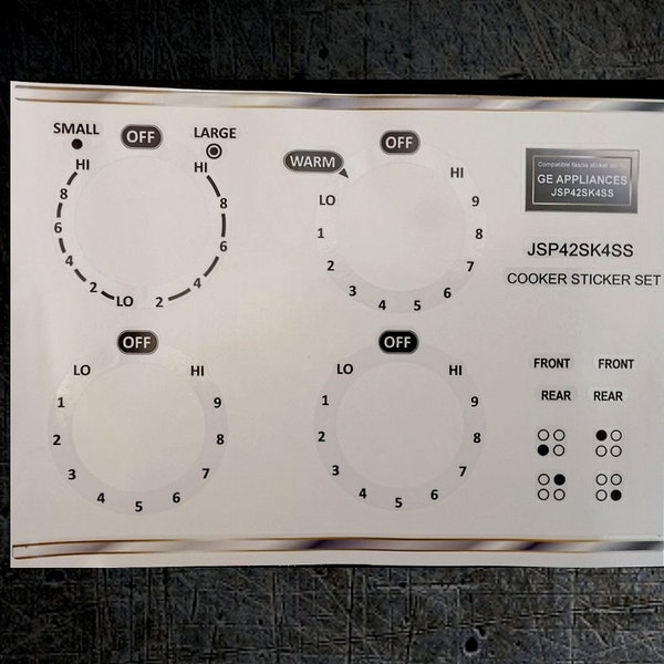 GE APPLIANCES JSP42SK4SS kompatibles Panel Blenden Aufkleber Set.