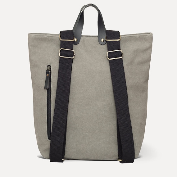 Combo Backpack tote convertible Backpack Tote Bag backpack tote Shoulder Bag Canvas and Leather Backpack Canvas Shoulder Bag Etsy