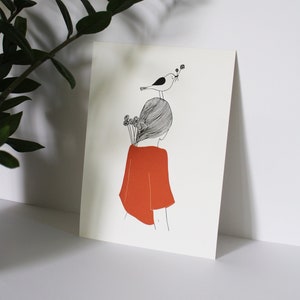 Póster A4 - Pequeño tesoro bajo mi suéter - Ilustración poética