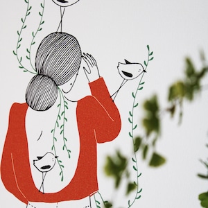 Poster A4 - Flowery Trio - Pflanzliche und poetische Illustration