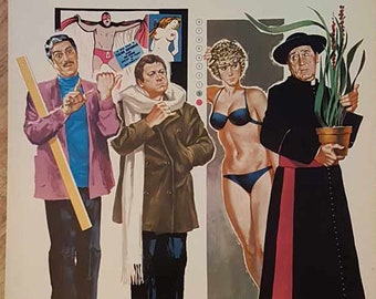Italienisches Vintage Original Filmposter &quot;Quelle strane occasioni&quot; 1970er Jahre Alberto Sordi Stefania Sandrelli Nino Manfredi Paolo Villaggio