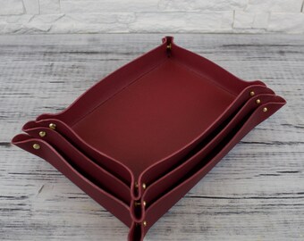 Handmade leather tray / organizer set