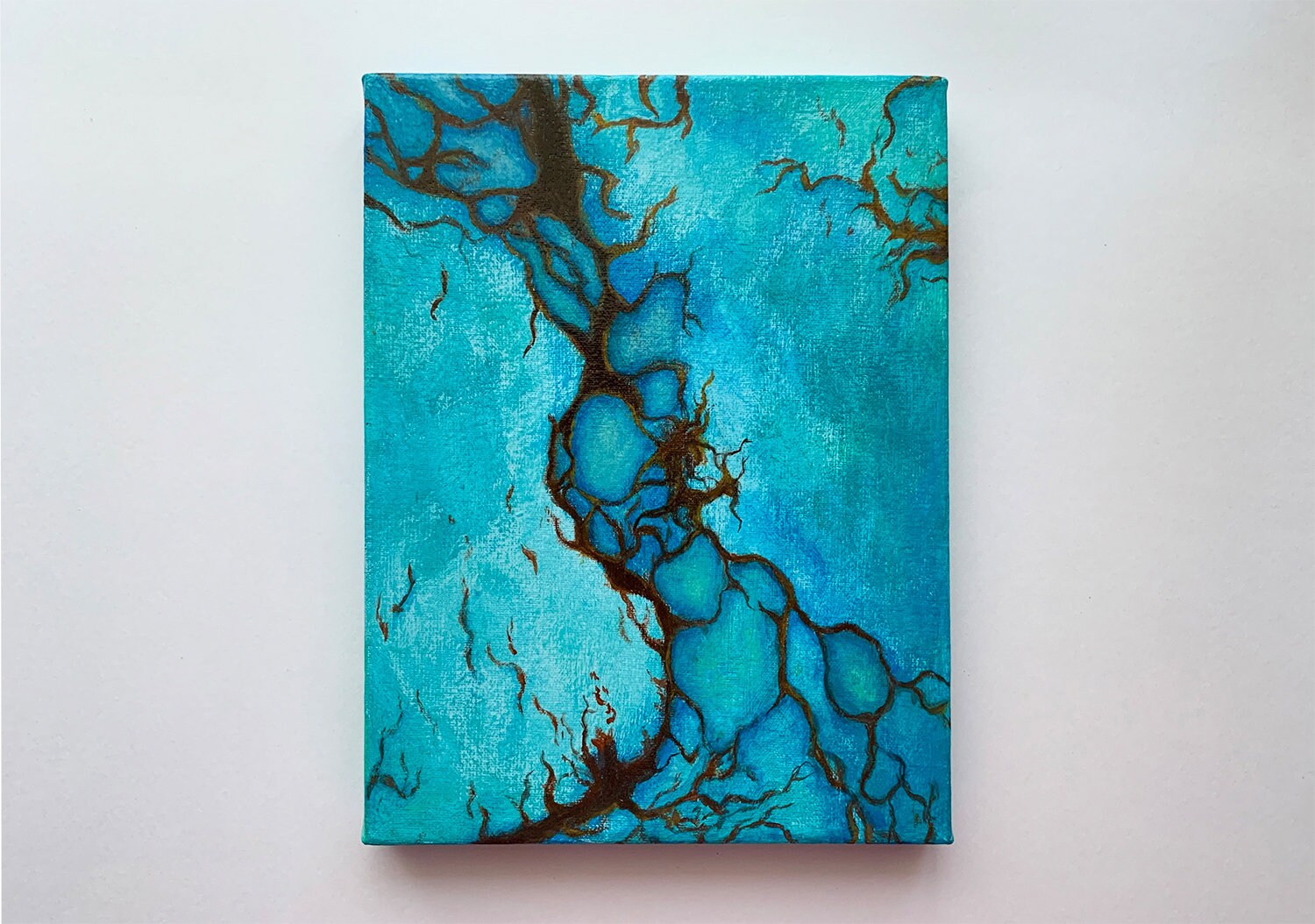 Turquoise painting Original painting Abstract art Small Etsy
