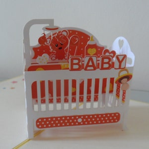 Bébé dans son lit - Carte pop-up 3D - Naissance - Baby shower