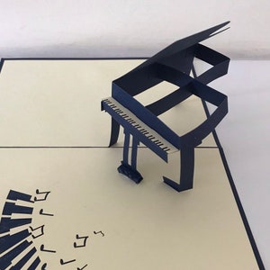 Grand Piano 3D Pop up Card - birthday-thank you teacher-congratulations