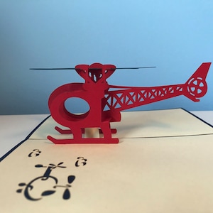 Carte Pop Up 3D Hélicoptère - Anniversaire, Vol, Célébration, Fête des Pères