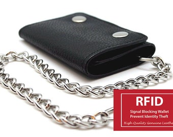 mens leather wallet with chain
