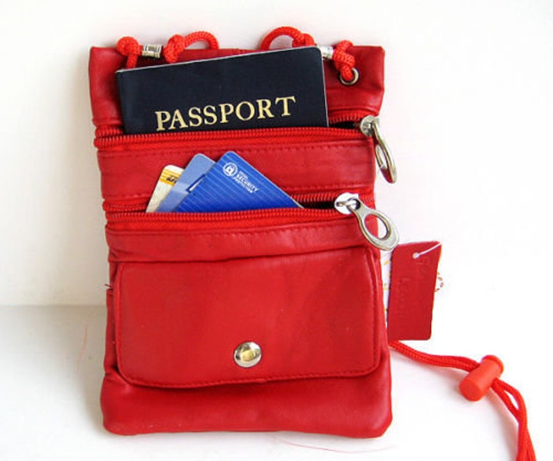 Genuine Leather Mini Crossbody Purse Neck Bag Passport ID Etsy