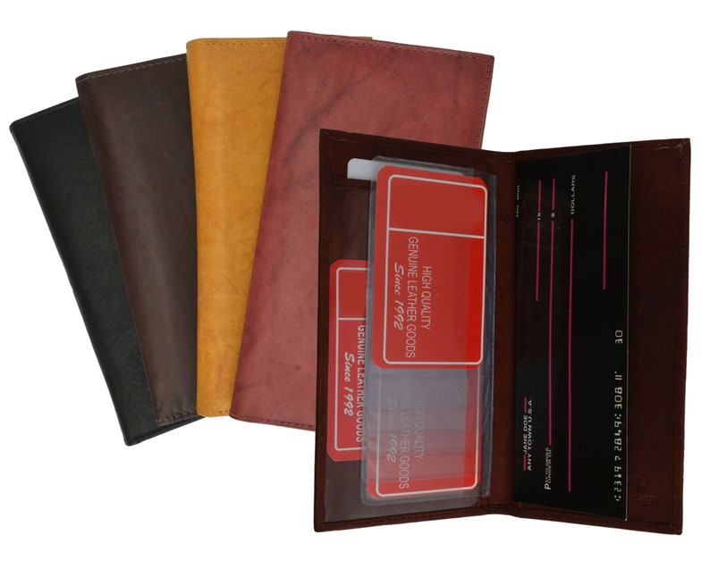 Genuine Leather Checkbook Cover 8 ID Credit Card Long Wallet Holder Men Lady