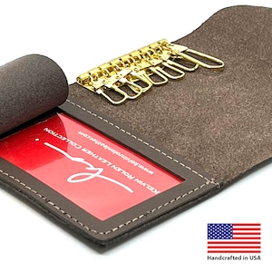 Top Grain Leather 100% Handmade Key Case KeyChain Wallet, Bifold Wallet, Front Pocket Wallet Men's Leather Wallet, Made In USA