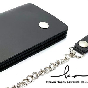 Top Grain Leather Handmade Biker's Wallet ID Credit Card Holder Men's Long Trifold Wallet