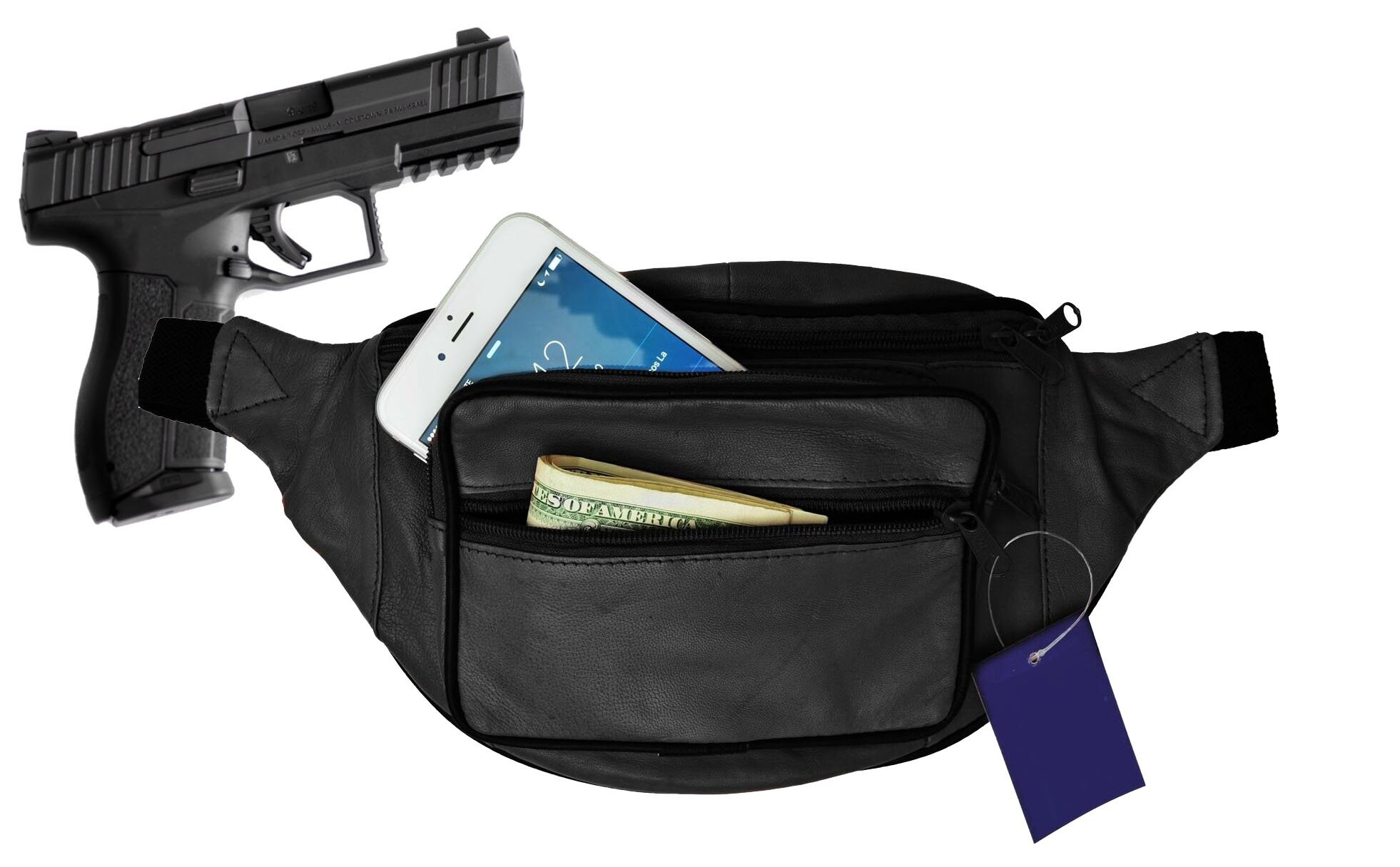 Black Genuine Leather Concealed Carry Weapon Fanny Pack Waist Etsy