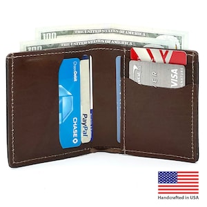 Top Grain Leather 100% Handmade Men's Bifold Wallet, Front Pocket Wallet Men's Leather Wallet, Made In USA