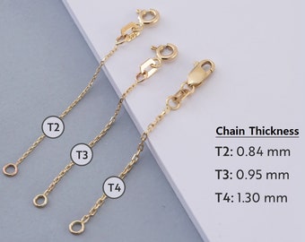 Verstellbarer Kettenverlängerer 14K oder 18K Echtgold, abnehmbarer Kettenverlängerer, Echtgold-Verlängerungskettenglied, 1-4-Zoll-Armbandverlängerer