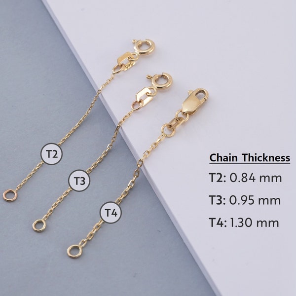 Verstellbare Halskette Verlängerung 14K oder 18K Echt Gold, Abnehmbare Kettenverlängerung, Echt Solid Gold Verlängerungskettchen, 1-4 Zoll Armband Verlängerung