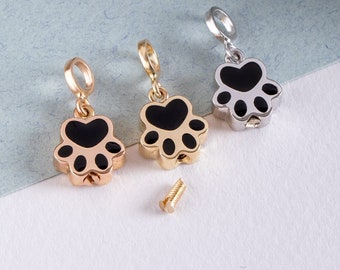 14K REAL Gold Paw Print Cremation Jewelry, Custom Engraved Pet Memorial Pendant for Ashes