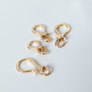 Gancio girevole a S in vero oro 14K 18K, chiusura con gancio a cerniera in vero oro massiccio, potenziatore in vero oro per ciondoli e pendenti, anello di salto con lucchetto ovale