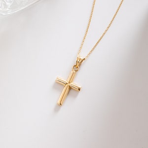 Cross Pendant Charm 14K Big or Small Size Option Real Solid Gold, Genuine Yellow Gold Cross Necklace,Christian Jewelry For Mother&#39;s Day Gift