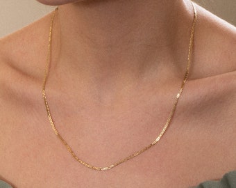 Mariner Link Chain Necklace 14K Real Gold, Thin Mariner Chain Solid Gold Necklace, Link Anchor Necklace, Layered Necklace, Everyday Necklace