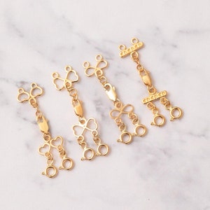 2 Strang Layered Halskette Seperator 14K 18K Echtgold Verschluss, Layered Halskette Echt Gold Detangler, Multi Strang Halskette Detangler für Frau