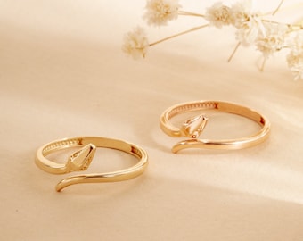 Simple Snake Ring 14K 18K Solid Gold, Real Gold Serpent Ring, Delicate Wrap Ring, Bypass Open Ring, Animal Ring, Best Gift For Nature Lover