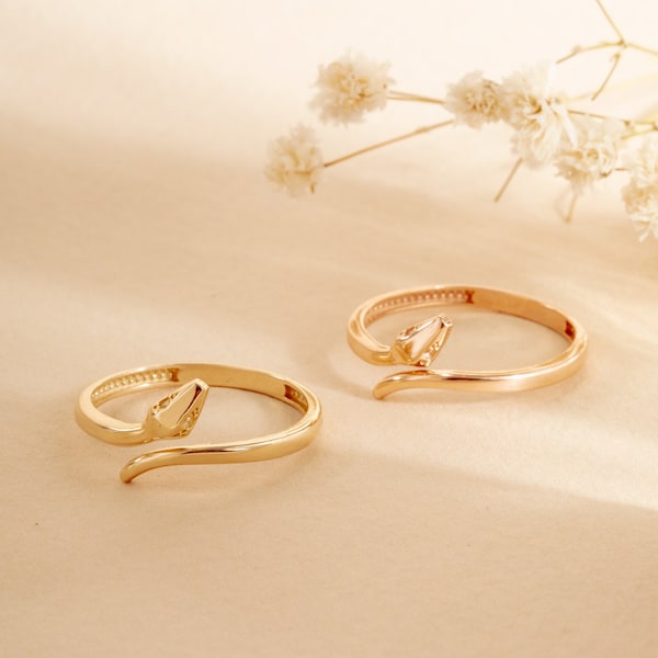 Simple Snake Ring 14K 18K Solid Gold, Real Gold Serpent Ring, Delicate Wrap Ring, Bypass Open Ring, Animal Ring, Best Gift For Nature Lover