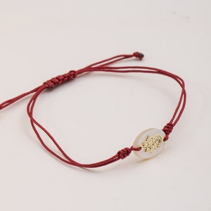 Pulsera de oro auténtico de 14K y 18K con flor de nacimiento y colgante floral de nácar.