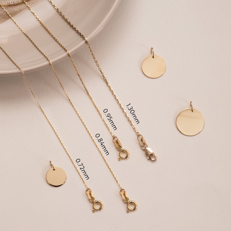 14K Gold Custom Engraved Disc Necklace 2 Side Engravable Disk Etsy