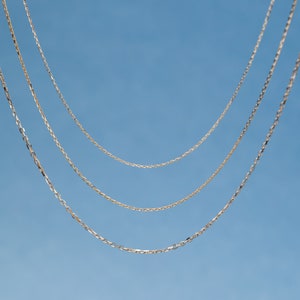 18K Solid Gold Diamond Cut Cable Chain Necklace Yellow Rose