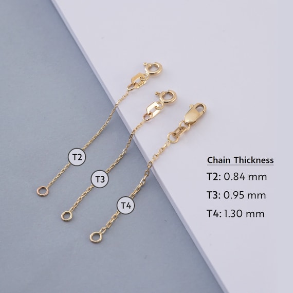 Adjustable Necklace Extender 14K or 18K Real Gold, Removable Chain