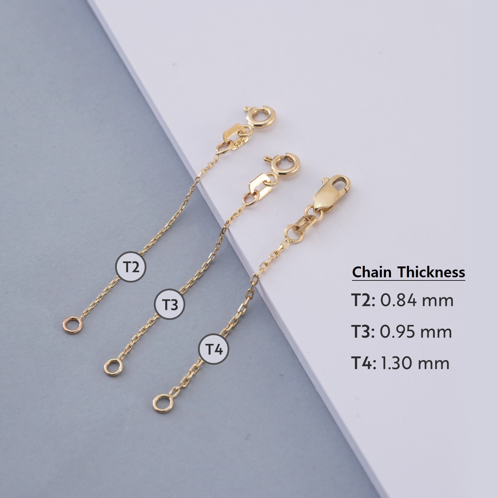 14K Solid Gold Chain Necklace Extender 2-3-4 Inch, Durable Adjustable Gold  Chain Extender for Gold Necklace Bracelet