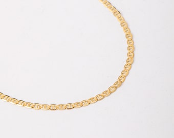 Mariner Link Chain Bracelet 14K Real Gold, Thin Mariner Chain Solid Gold Bracelet, Layered Bracelet, Everyday Bracelet, Best Gift for Mother
