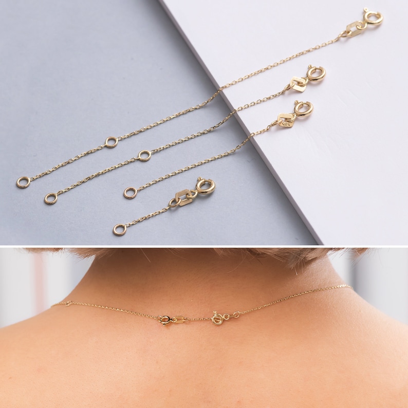 14K or 18K Gold Adjustable Necklace Extender Removable Chain Etsy