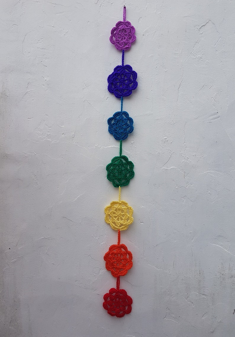 Chakra Wall Hanging, Handmade Crochet, Multi Coloured Visual Chakra