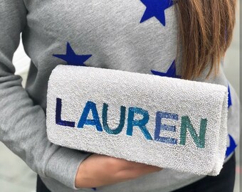 personalized beaded clutch