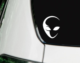 Vinyl Alien Head Decal, Alien Decal, Alien Sticker, Extraterrestrial Car Decal Sticker, Alien Laptop Decal, Alien Lover Gift, Area 51 Alien