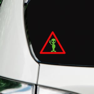 Vinyl Peace Alien Decal, Alien Decal, Alien Sticker, Extraterrestrial Car Decal Sticker, Alien Laptop Decal, Alien Lover Gift, Area 51 Alien