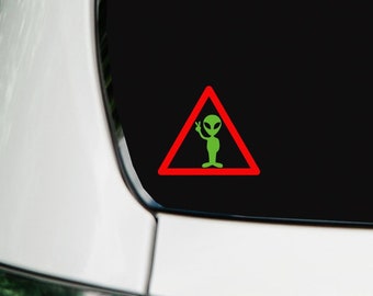 Vinyl Peace Alien Decal, Alien Decal, Alien Sticker, Extraterrestrial Car Decal Sticker, Alien Laptop Decal, Alien Lover Gift, Area 51 Alien