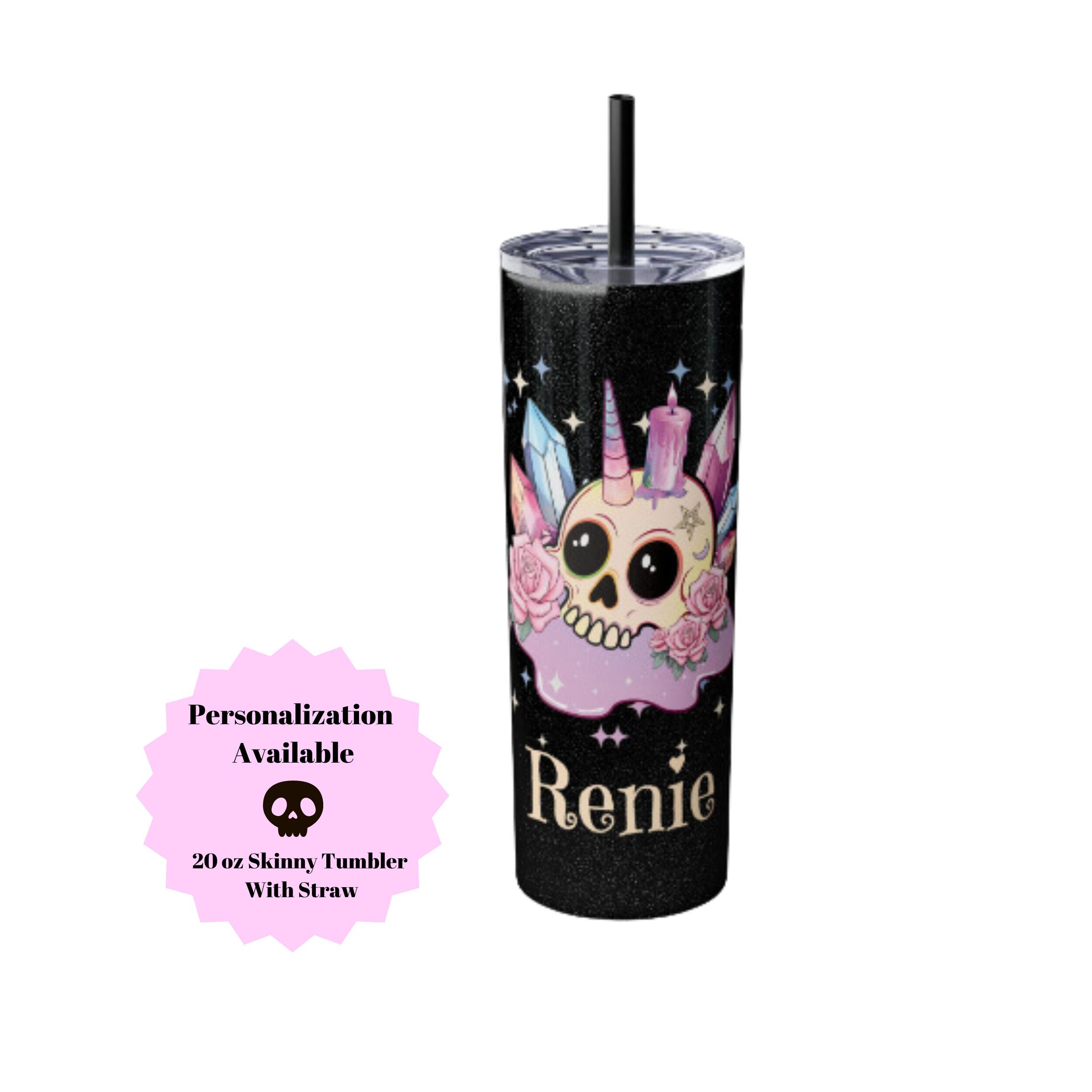 Gourmet Home Products Flip Straw Bling Skull Tumbler
