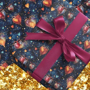 Pulling On My Heart Strings Valentine&#39;s Day Wrapping Paper, Gothic Valentines Day Paper, Macabre Valentine Heart Wrapping Paper, Heart Paper