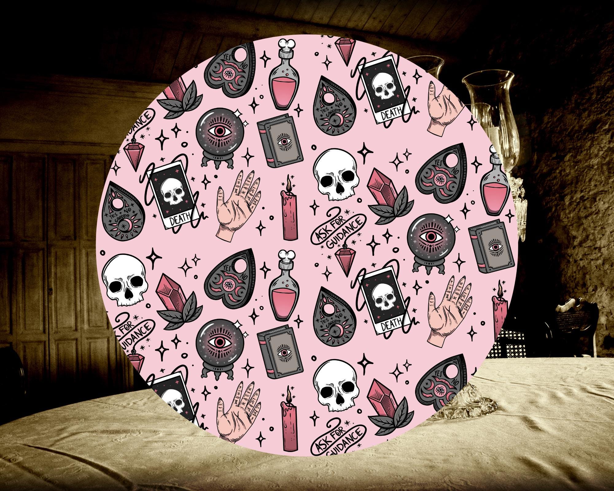 Pink Witchy Wrapping Paper, Pink Halloween Gift Wrap, Pink Mystical Wrapping Paper, Pink Cute Witch Gift Wrap, Pastel Goth Gift Paper,