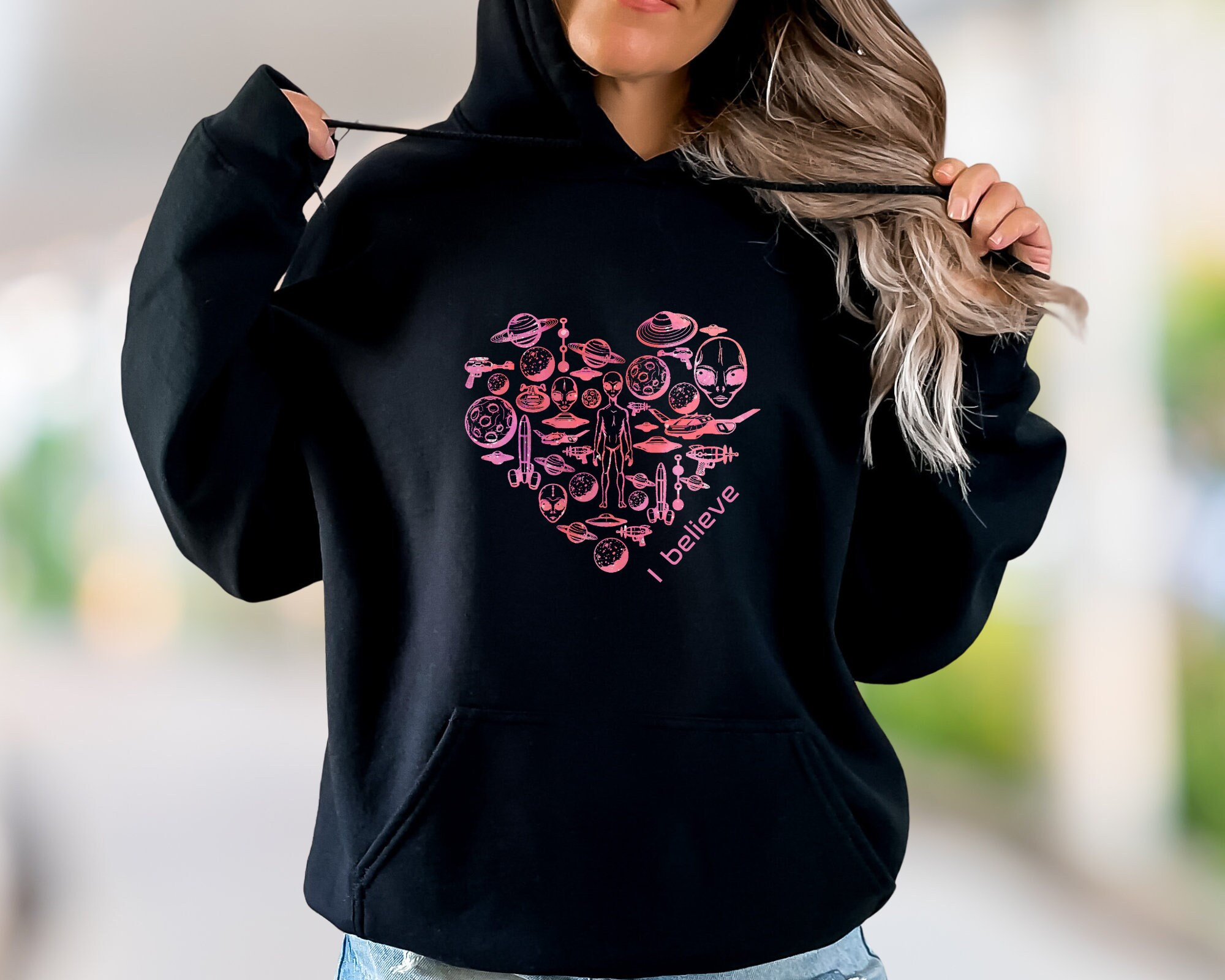 Alien Lover Hoodie, Aliens Hoodie, I Believe Alien Hoodie, UFO Alien Hoodie, Alien Lover Gift, Cute Alien Hoodie, ET Alien Hoodie
