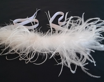 Cinturón de plumas de avestruz para la novia, cinturón para la novia, corona de boda, corona de plumas de avestruz para la novia.